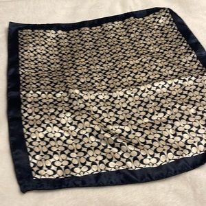 Coach signature print scarf in navy and cream 21x21